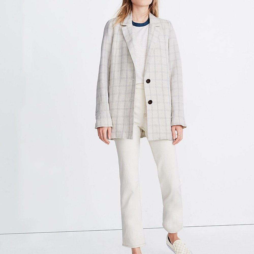 Madewell Linen Dorset Blazer in Windowpane - Size 2x